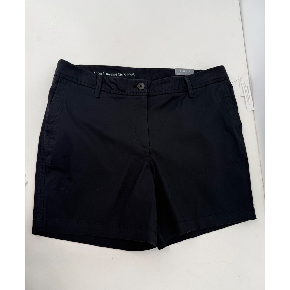Talbots Relaxed Chino Short Black Sz 12P Cotton Blend Casual Summer NWT Org $60